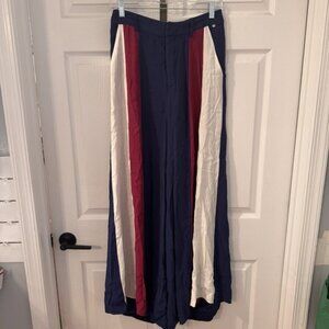 Rapsodia Womens High Wiasted Super Wide Leg Pants Trousers Red White Blue Size S